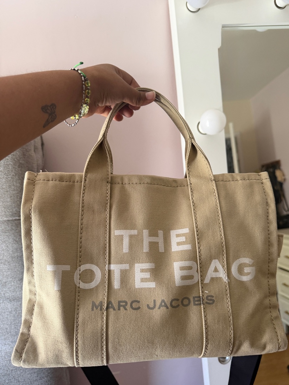 Marc Jacobs Canvas Tote Bag in Tan and White Logo